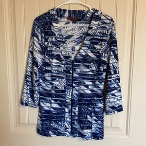 Peck & Peck Full Zip Size M Unique Lightweight Jacket  Long Sleeves Net Overlay